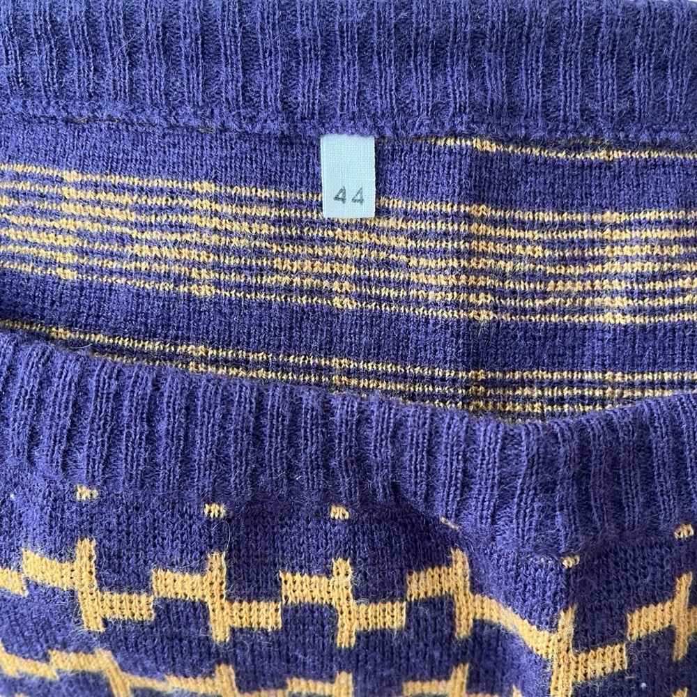 Vintage abstract knit purple and mustard yellow midi pencil skirt 44 - Picture 9 of 13